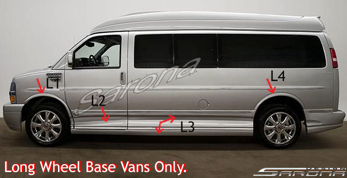 Custom Chevy Express Van  Side Skirts (2003 - 2024) - $2450.00 (Part #CH-022-SS)
